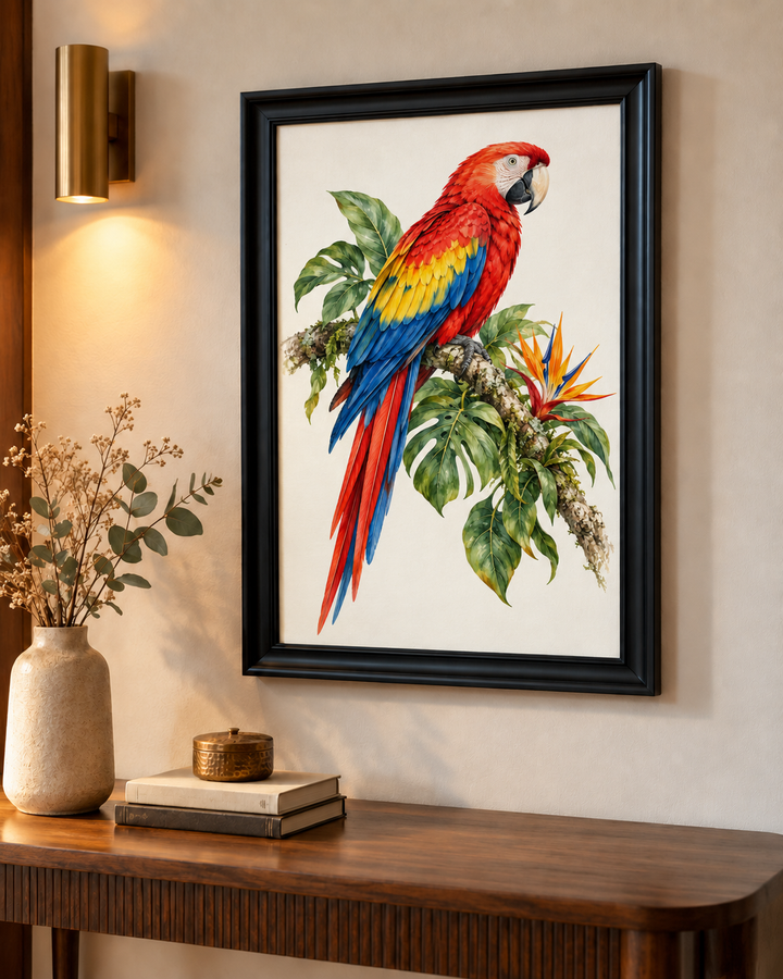 Scarlet Macaw on a Branch Wall Art