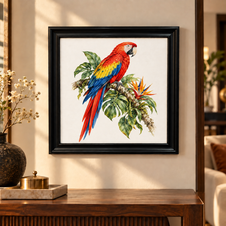Scarlet Macaw on a Branch Wall Art