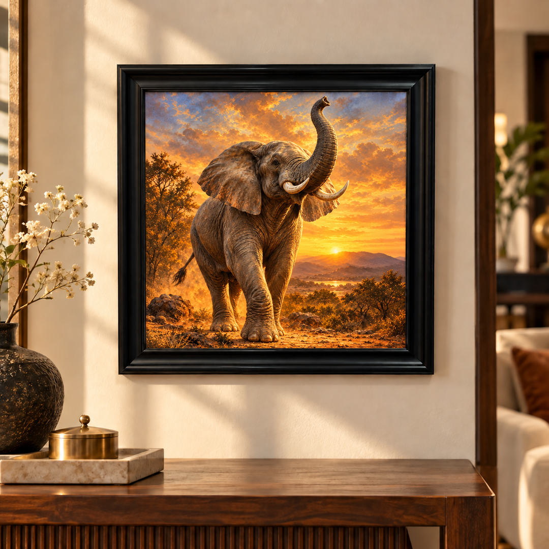 Single Majestic Elephant Trunk Raised Wall Art