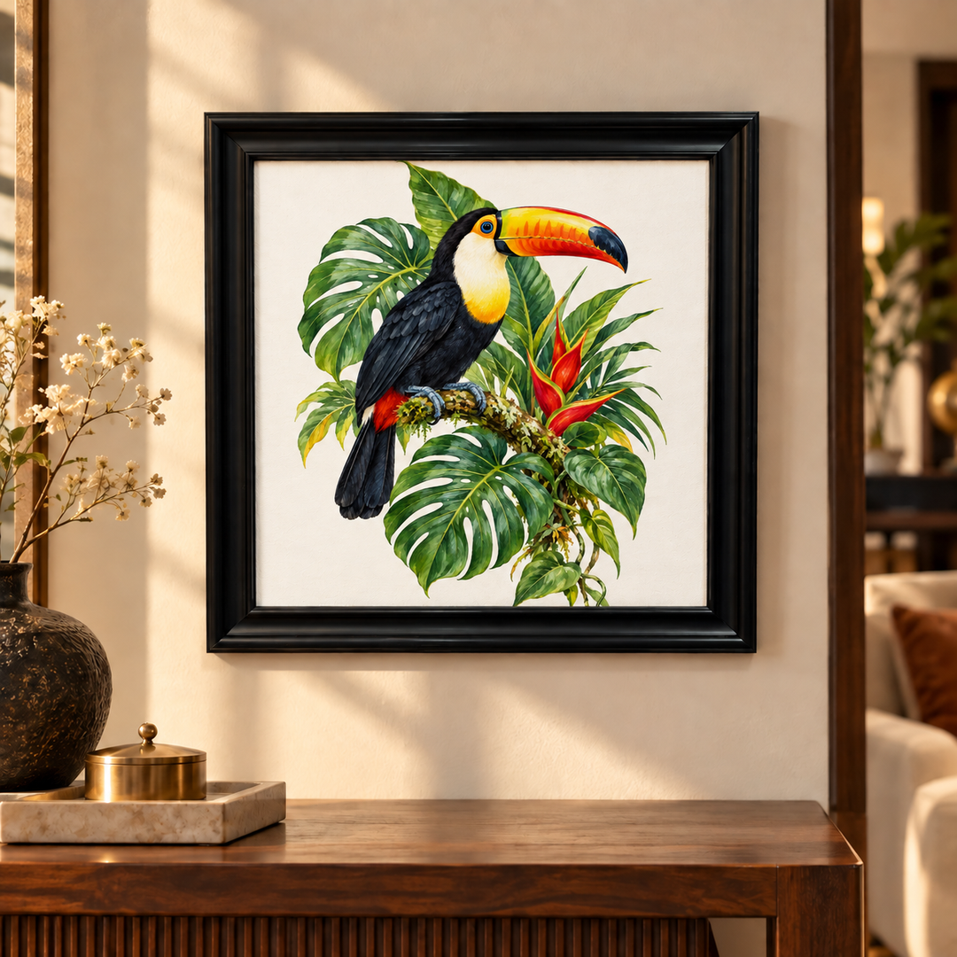 Toucan Among Tropical Leaves Wall Art
