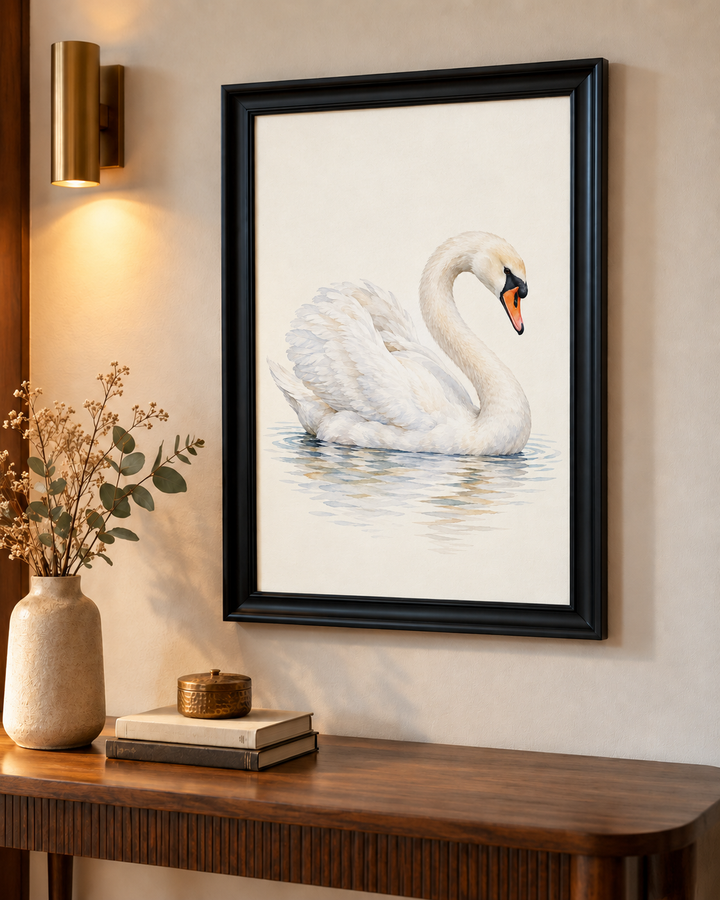 White Swan with Curved Neck Wall Art