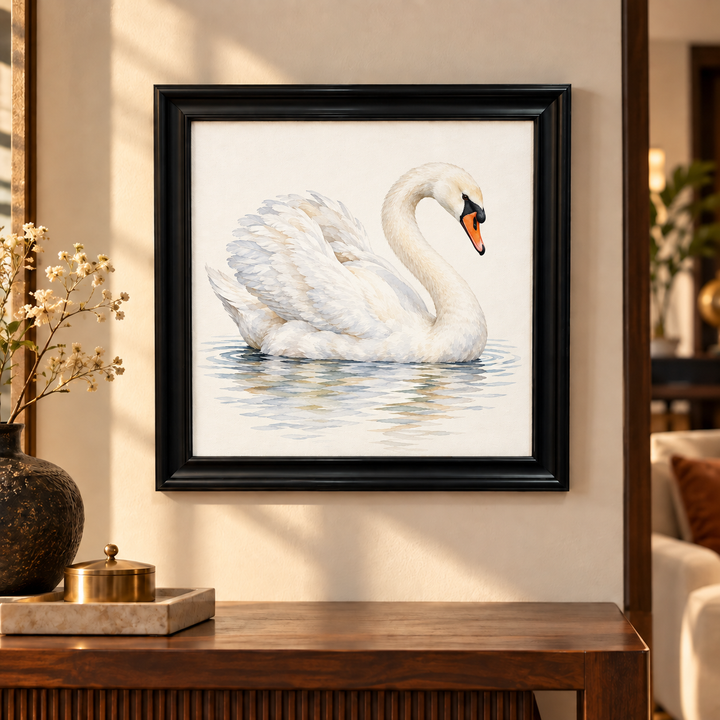 White Swan with Curved Neck Wall Art